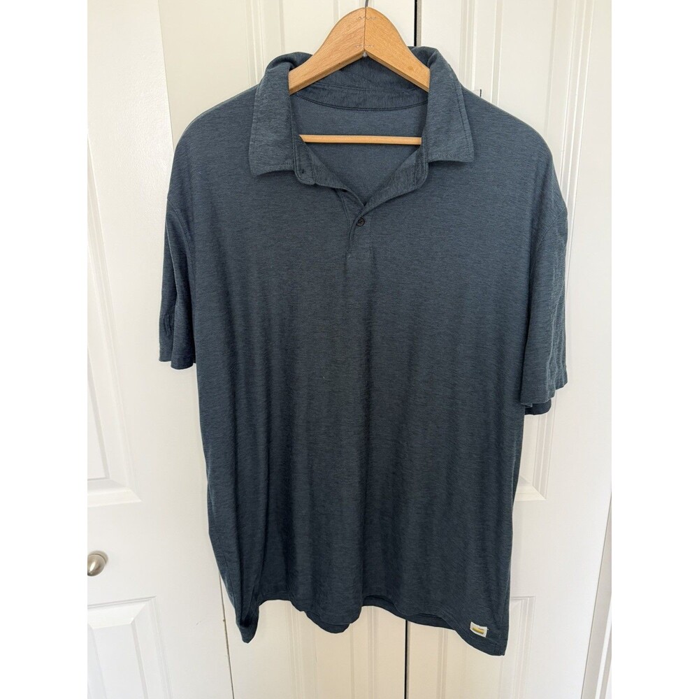 Vuori Strato Tech Polo Performance Short Sleeve Shirt Blue Heather Size XL